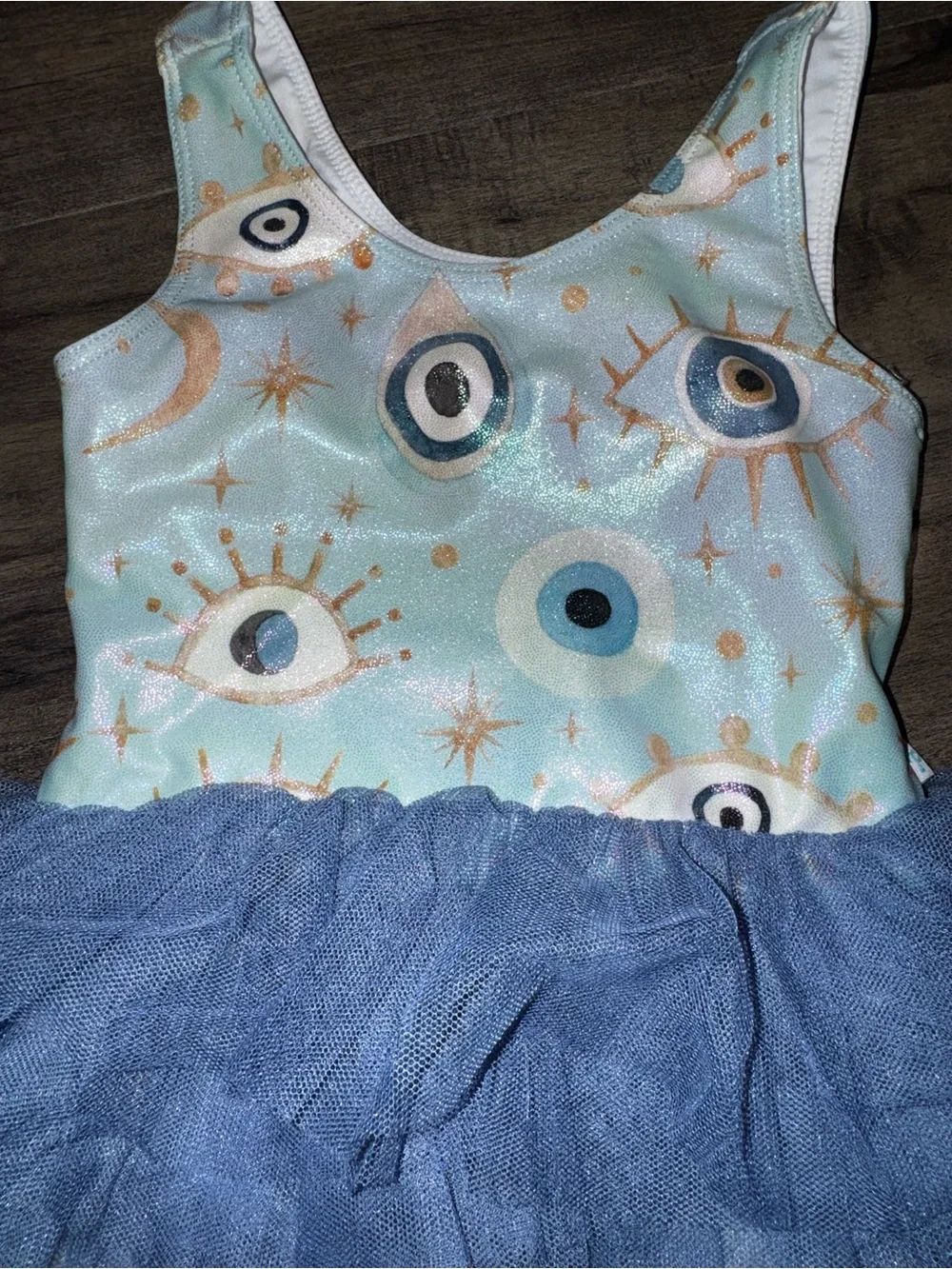 Posh Peanut Fiona Evil Eye Tutu Swimsuit 2T Mint Blue